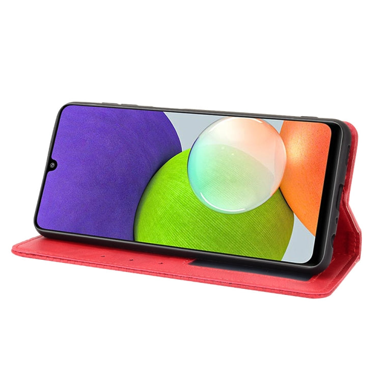 For Samsung Galaxy A22 4G Magnetic Buckle Retro Crazy Horse Texture Horizontal Flip Leather Case with Holder & Card Slots & Photo Frame