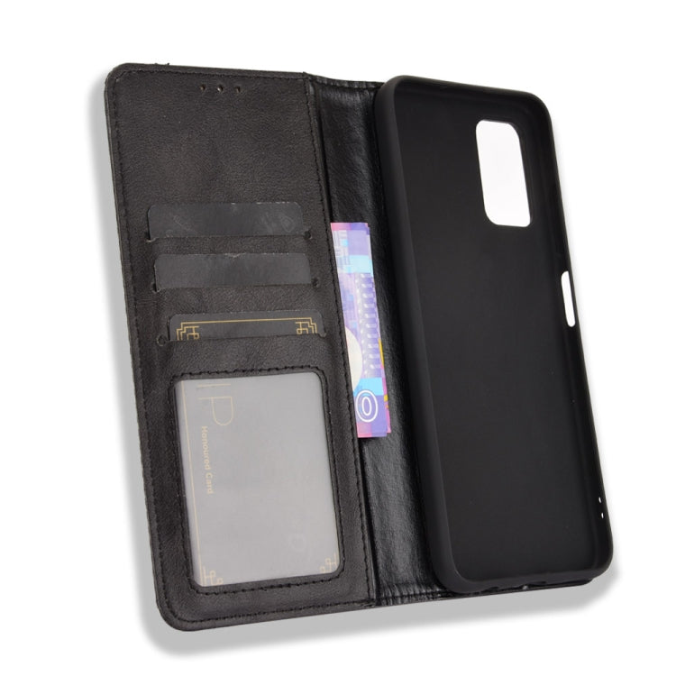 For Samsung Galaxy F52 5G Magnetic Buckle Retro Crazy Horse Texture Horizontal Flip Leather Case with Holder & Card Slots & Photo Frame