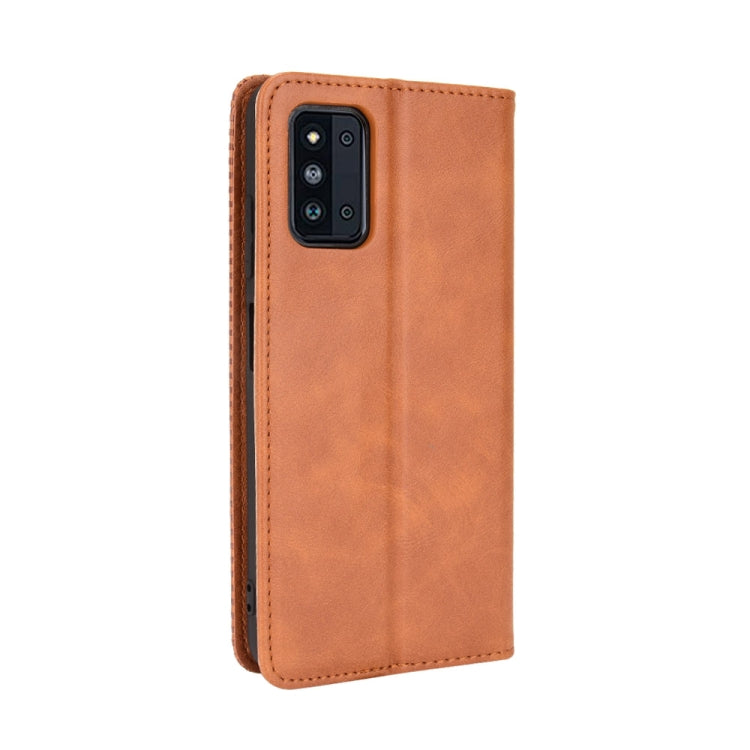 For Samsung Galaxy F52 5G Magnetic Buckle Retro Crazy Horse Texture Horizontal Flip Leather Case with Holder & Card Slots & Photo Frame
