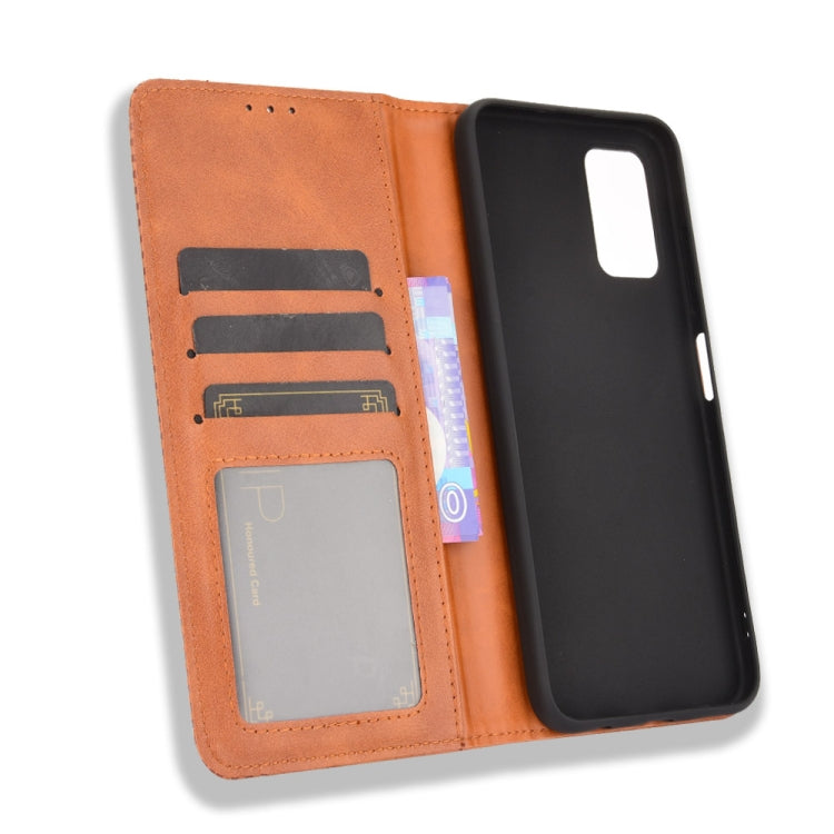 For Samsung Galaxy F52 5G Magnetic Buckle Retro Crazy Horse Texture Horizontal Flip Leather Case with Holder & Card Slots & Photo Frame