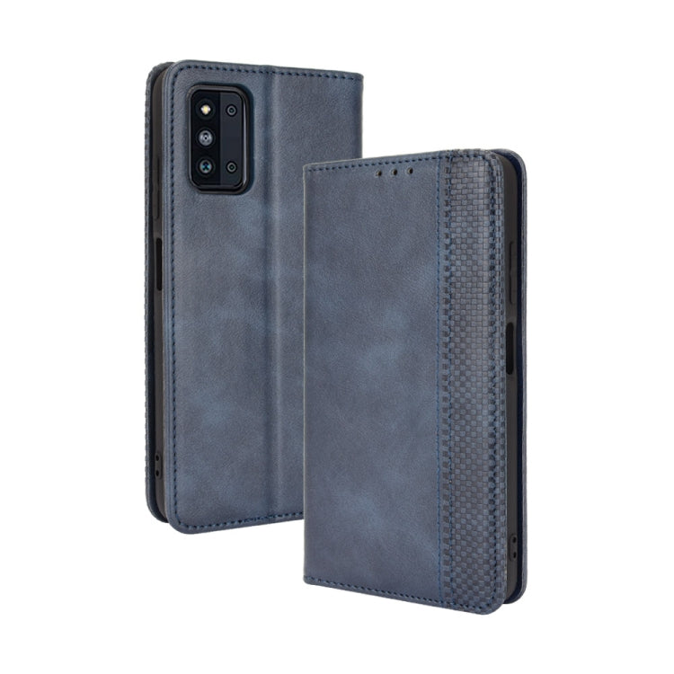 For Samsung Galaxy F52 5G Magnetic Buckle Retro Crazy Horse Texture Horizontal Flip Leather Case with Holder & Card Slots & Photo Frame