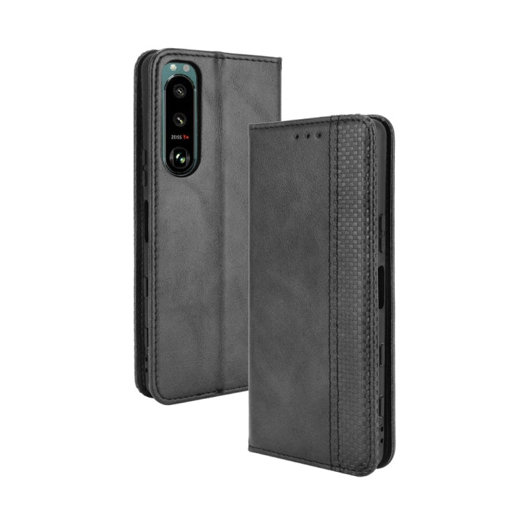 For Sony Xperia 5 III Magnetic Buckle Retro Crazy Horse Texture Horizontal Flip Leather Case with Holder & Card Slots & Photo Frame