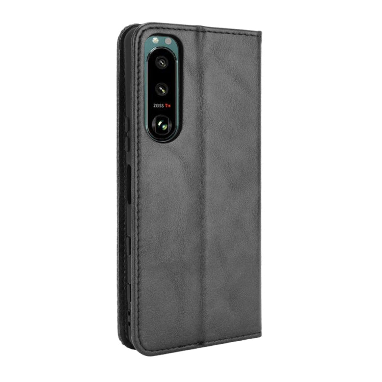 For Sony Xperia 5 III Magnetic Buckle Retro Crazy Horse Texture Horizontal Flip Leather Case with Holder & Card Slots & Photo Frame