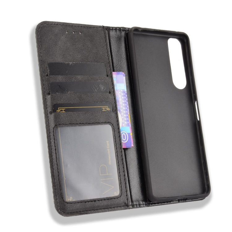 For Sony Xperia 5 III Magnetic Buckle Retro Crazy Horse Texture Horizontal Flip Leather Case with Holder & Card Slots & Photo Frame