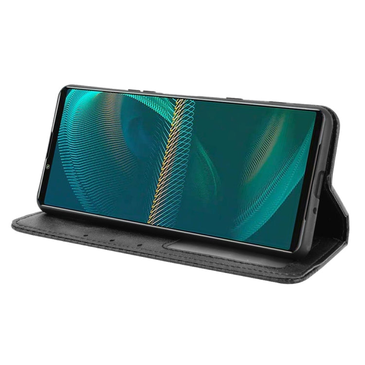 For Sony Xperia 5 III Magnetic Buckle Retro Crazy Horse Texture Horizontal Flip Leather Case with Holder & Card Slots & Photo Frame