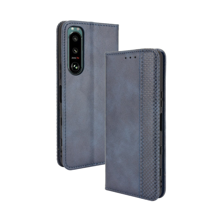 For Sony Xperia 5 III Magnetic Buckle Retro Crazy Horse Texture Horizontal Flip Leather Case with Holder & Card Slots & Photo Frame
