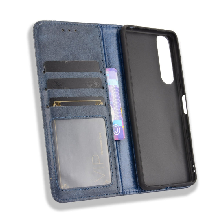 For Sony Xperia 5 III Magnetic Buckle Retro Crazy Horse Texture Horizontal Flip Leather Case with Holder & Card Slots & Photo Frame