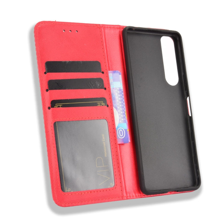 For Sony Xperia 5 III Magnetic Buckle Retro Crazy Horse Texture Horizontal Flip Leather Case with Holder & Card Slots & Photo Frame