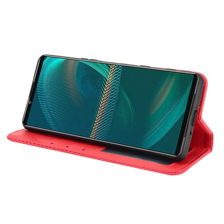 For Sony Xperia 5 III Magnetic Buckle Retro Crazy Horse Texture Horizontal Flip Leather Case with Holder & Card Slots & Photo Frame