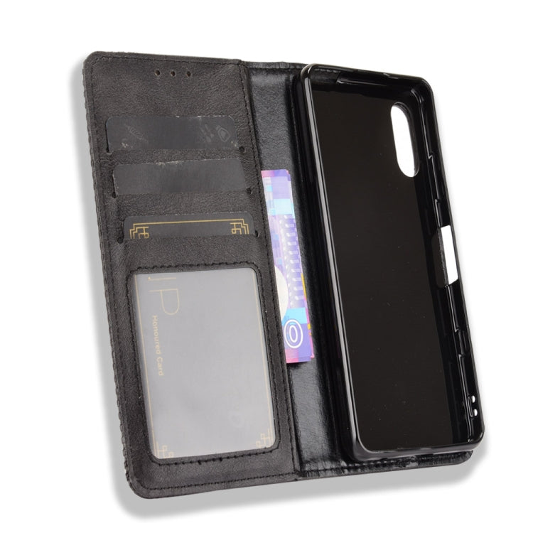 For Sony Xperia Ace II Magnetic Buckle Retro Crazy Horse Texture Horizontal Flip Leather Case with Holder & Card Slots & Photo Frame