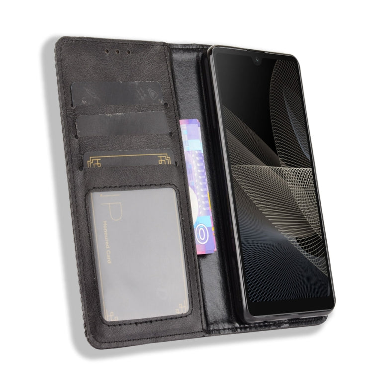 For Sony Xperia Ace II Magnetic Buckle Retro Crazy Horse Texture Horizontal Flip Leather Case with Holder & Card Slots & Photo Frame