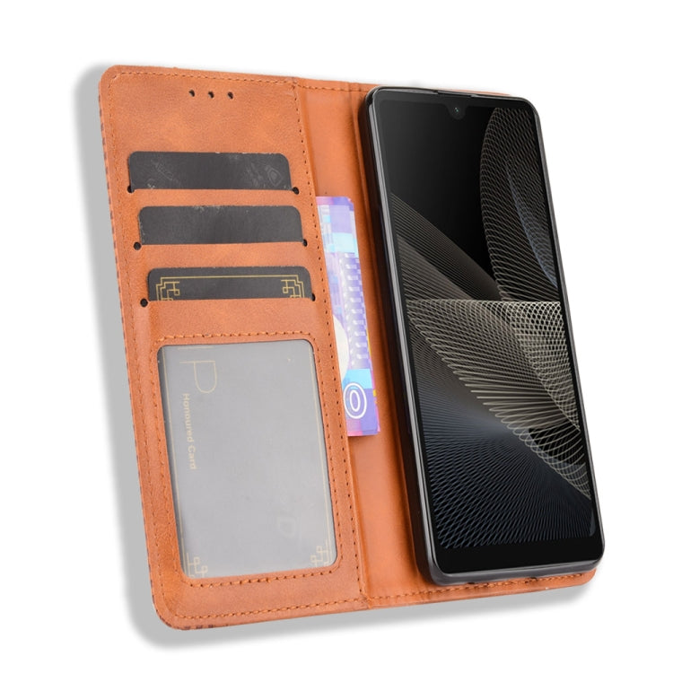 For Sony Xperia Ace II Magnetic Buckle Retro Crazy Horse Texture Horizontal Flip Leather Case with Holder & Card Slots & Photo Frame