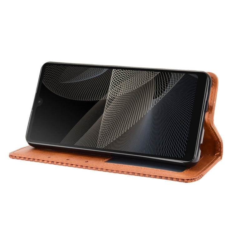 For Sony Xperia Ace II Magnetic Buckle Retro Crazy Horse Texture Horizontal Flip Leather Case with Holder & Card Slots & Photo Frame