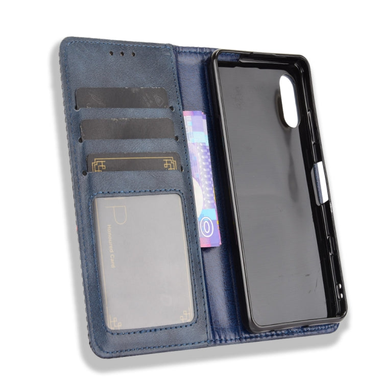 For Sony Xperia Ace II Magnetic Buckle Retro Crazy Horse Texture Horizontal Flip Leather Case with Holder & Card Slots & Photo Frame