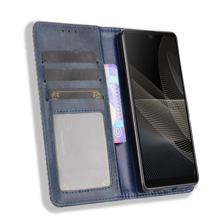 For Sony Xperia Ace II Magnetic Buckle Retro Crazy Horse Texture Horizontal Flip Leather Case with Holder & Card Slots & Photo Frame