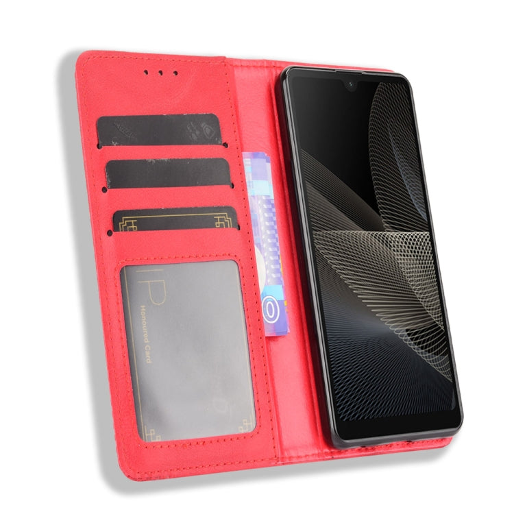 For Sony Xperia Ace II Magnetic Buckle Retro Crazy Horse Texture Horizontal Flip Leather Case with Holder & Card Slots & Photo Frame