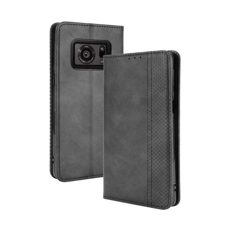 For Sharp Aquos R6 Magnetic Buckle Retro Crazy Horse Texture Horizontal Flip Leather Case with Holder & Card Slots & Photo Frame