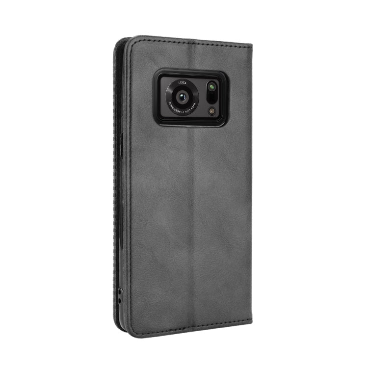 For Sharp Aquos R6 Magnetic Buckle Retro Crazy Horse Texture Horizontal Flip Leather Case with Holder & Card Slots & Photo Frame