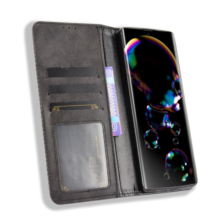 For Sharp Aquos R6 Magnetic Buckle Retro Crazy Horse Texture Horizontal Flip Leather Case with Holder & Card Slots & Photo Frame