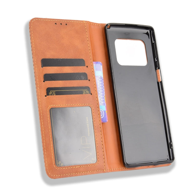 For Sharp Aquos R6 Magnetic Buckle Retro Crazy Horse Texture Horizontal Flip Leather Case with Holder & Card Slots & Photo Frame