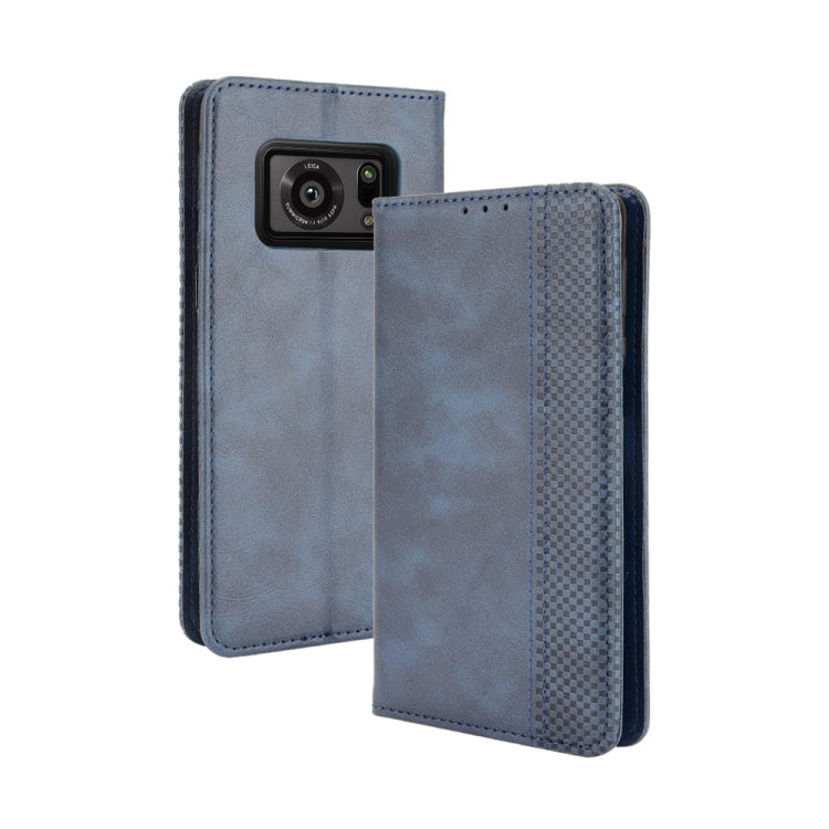 For Sharp Aquos R6 Magnetic Buckle Retro Crazy Horse Texture Horizontal Flip Leather Case with Holder & Card Slots & Photo Frame