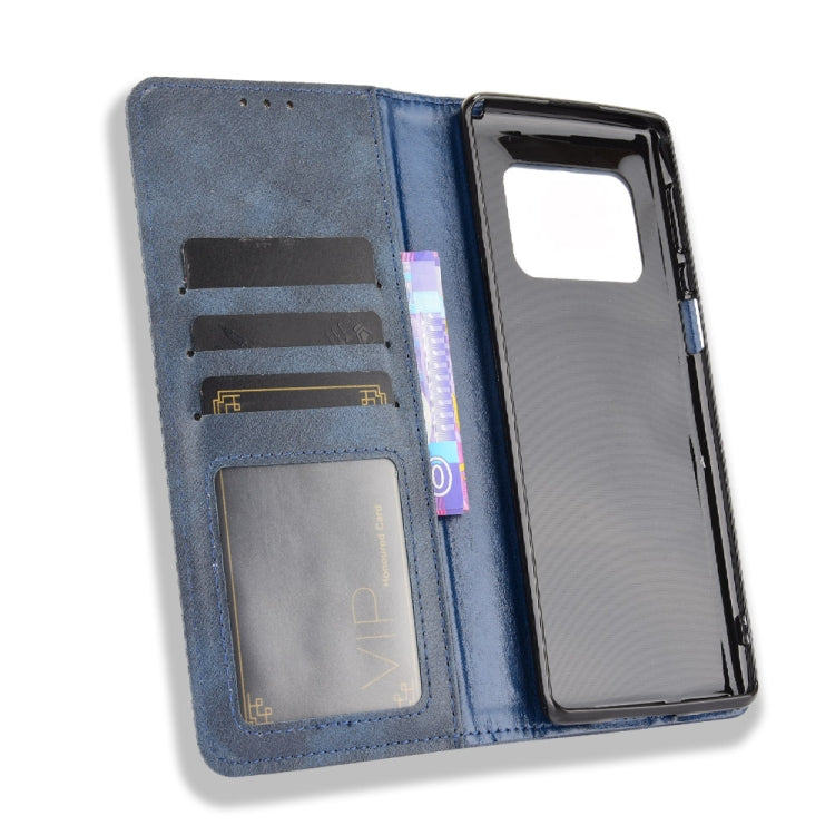 For Sharp Aquos R6 Magnetic Buckle Retro Crazy Horse Texture Horizontal Flip Leather Case with Holder & Card Slots & Photo Frame