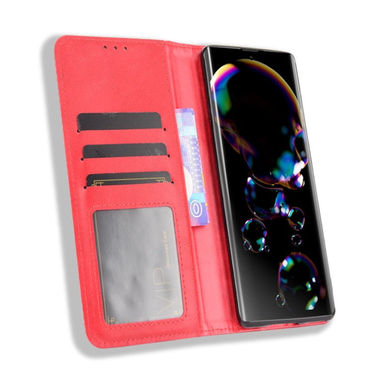 For Sharp Aquos R6 Magnetic Buckle Retro Crazy Horse Texture Horizontal Flip Leather Case with Holder & Card Slots & Photo Frame