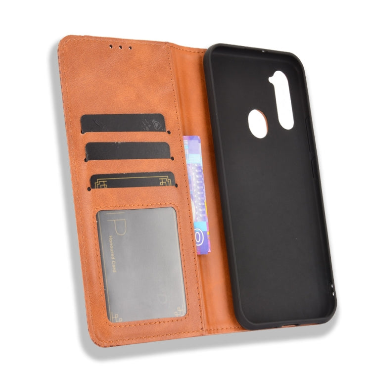 For ZTE Libero 5G Magnetic Buckle Retro Crazy Horse Texture Horizontal Flip Leather Case with Holder & Card Slots & Photo Frame