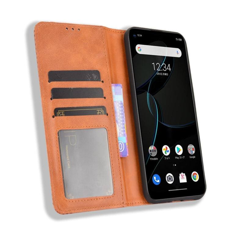 For ZTE Libero 5G Magnetic Buckle Retro Crazy Horse Texture Horizontal Flip Leather Case with Holder & Card Slots & Photo Frame