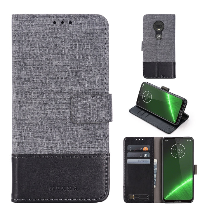 For Motorola Moto G7 Plus MUXMA MX102 Horizontal Flip Canvas Leather Case with Stand & Card Slot & Wallet Function