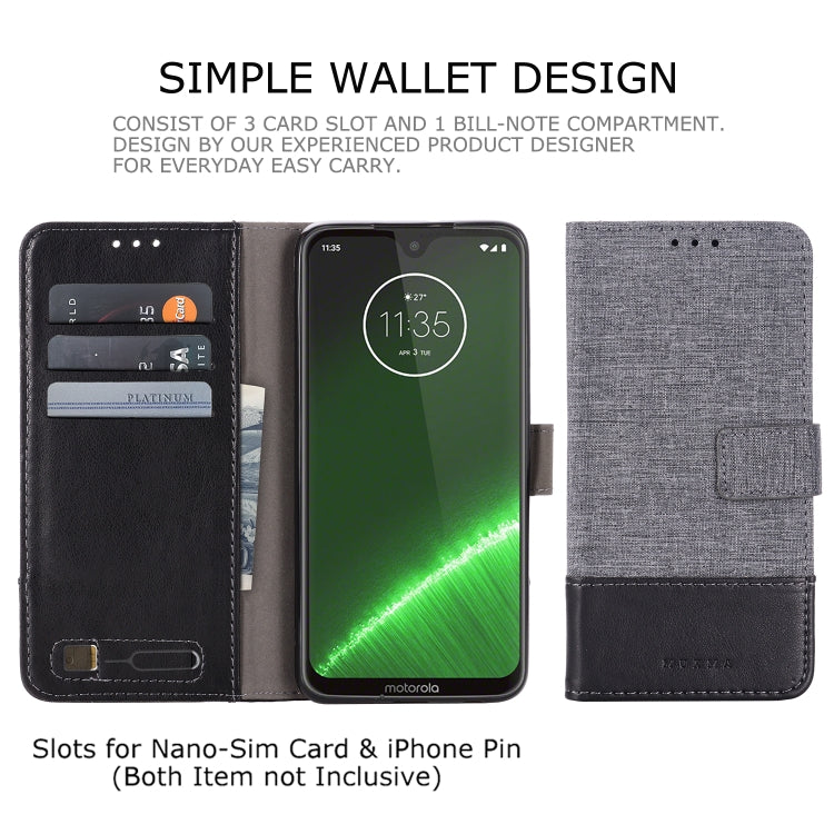 For Motorola Moto G7 Plus MUXMA MX102 Horizontal Flip Canvas Leather Case with Stand & Card Slot & Wallet Function