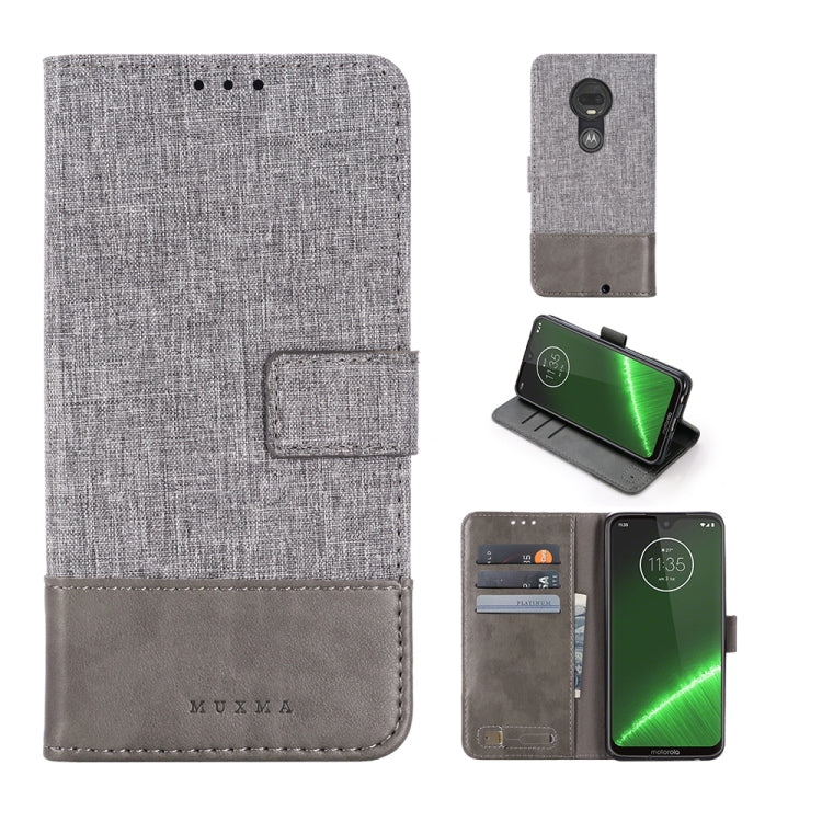For Motorola Moto G7 Plus MUXMA MX102 Horizontal Flip Canvas Leather Case with Stand & Card Slot & Wallet Function