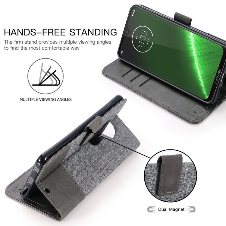 For Motorola Moto G7 Plus MUXMA MX102 Horizontal Flip Canvas Leather Case with Stand & Card Slot & Wallet Function