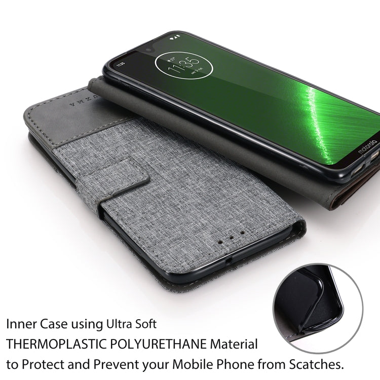 For Motorola Moto G7 Plus MUXMA MX102 Horizontal Flip Canvas Leather Case with Stand & Card Slot & Wallet Function