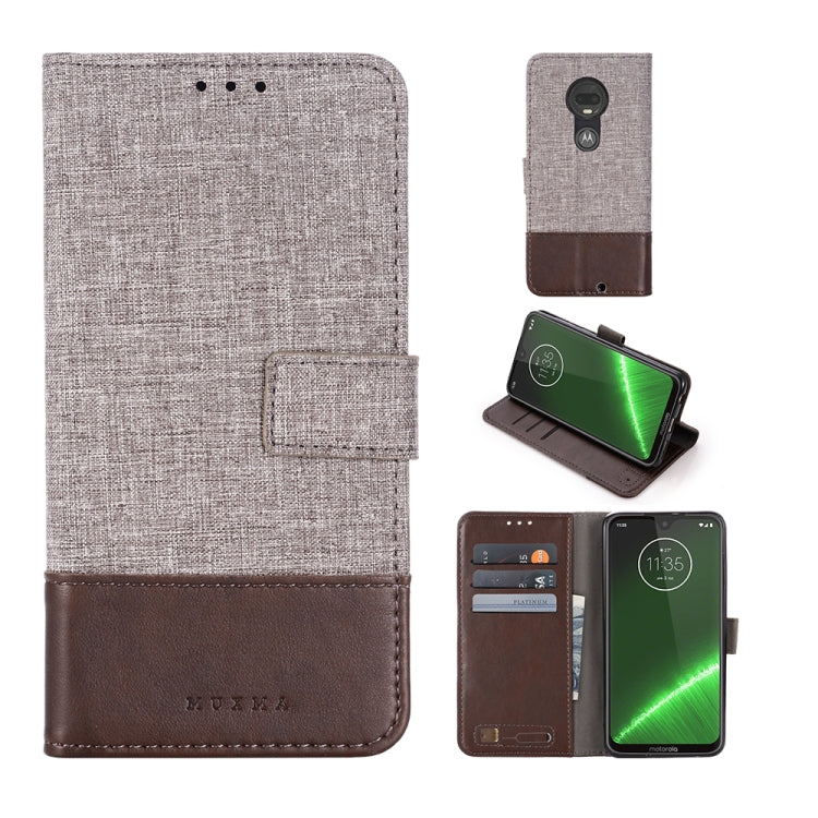 For Motorola Moto G7 Plus MUXMA MX102 Horizontal Flip Canvas Leather Case with Stand & Card Slot & Wallet Function