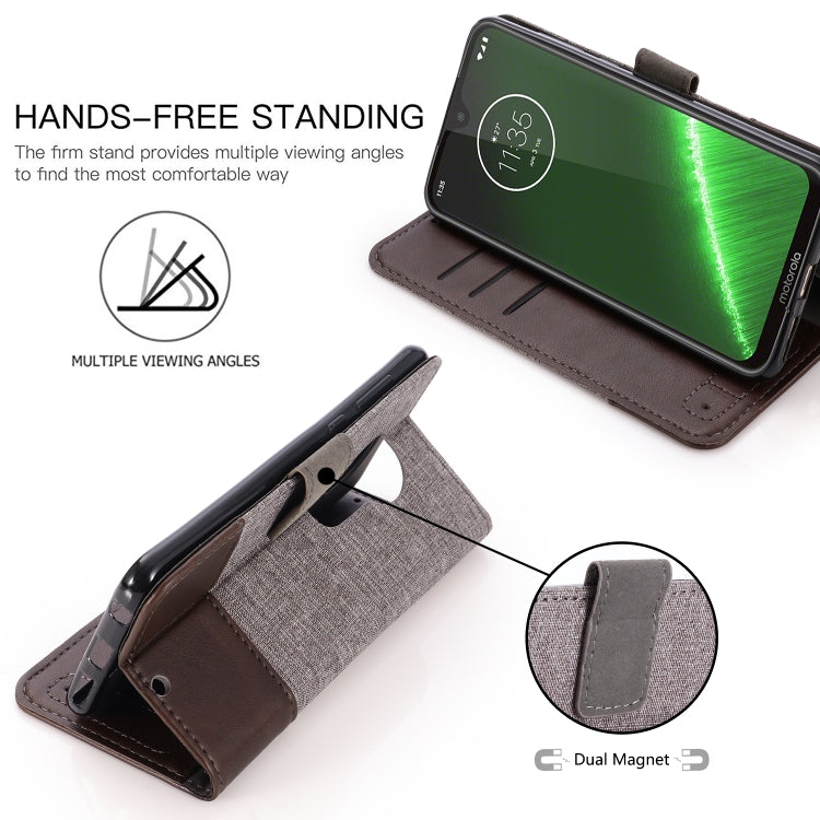 For Motorola Moto G7 Plus MUXMA MX102 Horizontal Flip Canvas Leather Case with Stand & Card Slot & Wallet Function