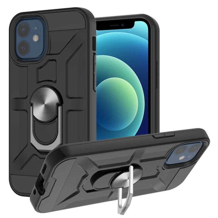 For iPhone 12 mini War-god Armor TPU + PC Shockproof  Magnetic Protective Case with Ring Holder