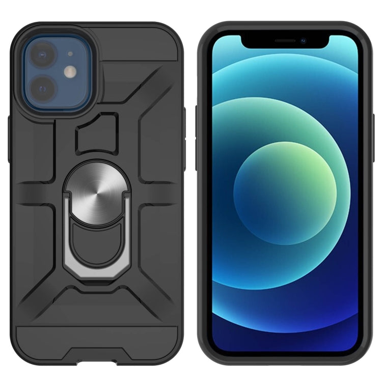 For iPhone 12 mini War-god Armor TPU + PC Shockproof  Magnetic Protective Case with Ring Holder