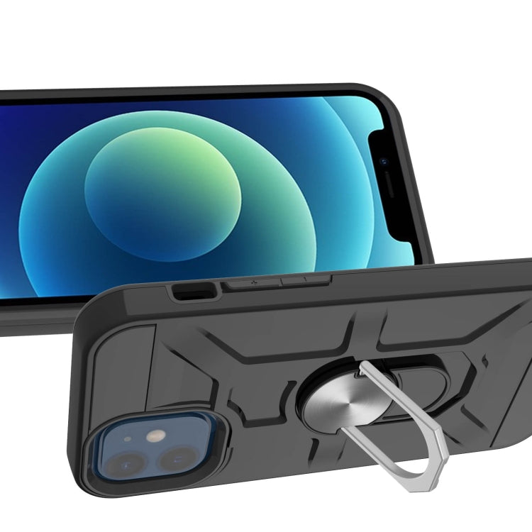 For iPhone 12 mini War-god Armor TPU + PC Shockproof  Magnetic Protective Case with Ring Holder