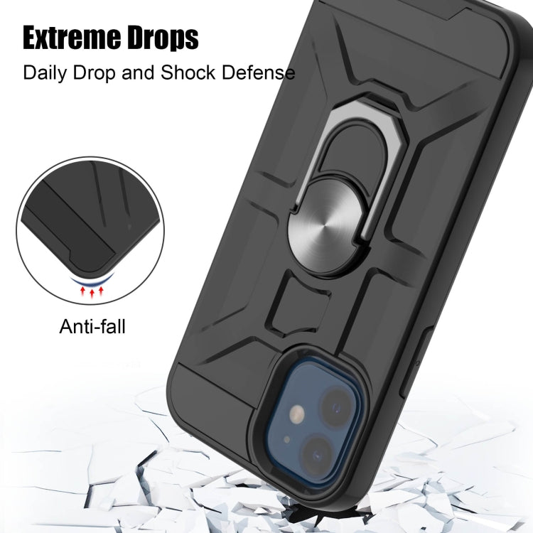 For iPhone 12 mini War-god Armor TPU + PC Shockproof  Magnetic Protective Case with Ring Holder