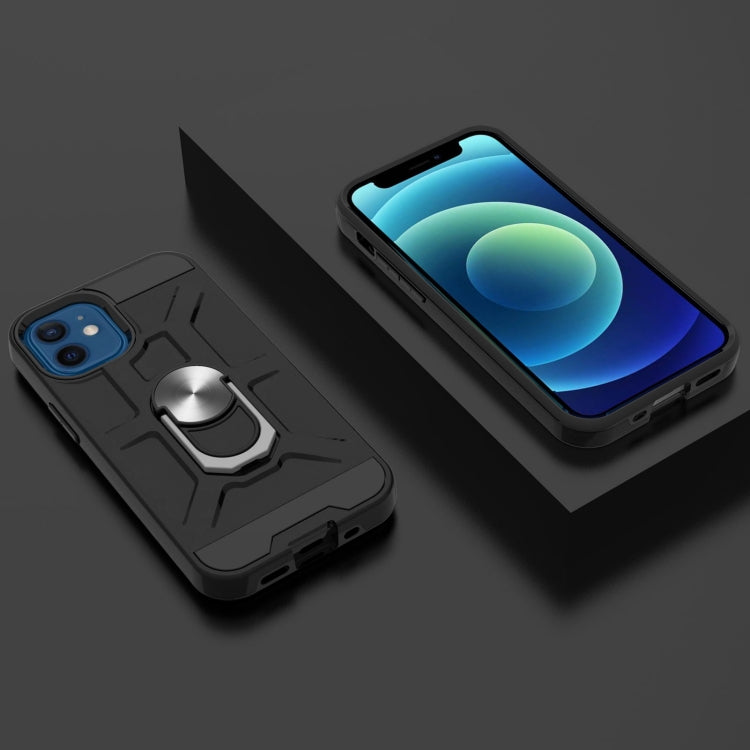 For iPhone 12 mini War-god Armor TPU + PC Shockproof  Magnetic Protective Case with Ring Holder