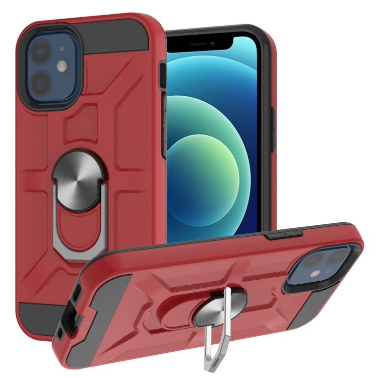 For iPhone 12 mini War-god Armor TPU + PC Shockproof  Magnetic Protective Case with Ring Holder