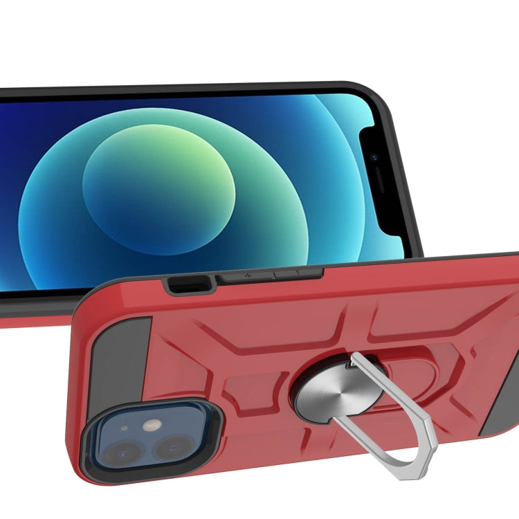 For iPhone 12 mini War-god Armor TPU + PC Shockproof  Magnetic Protective Case with Ring Holder