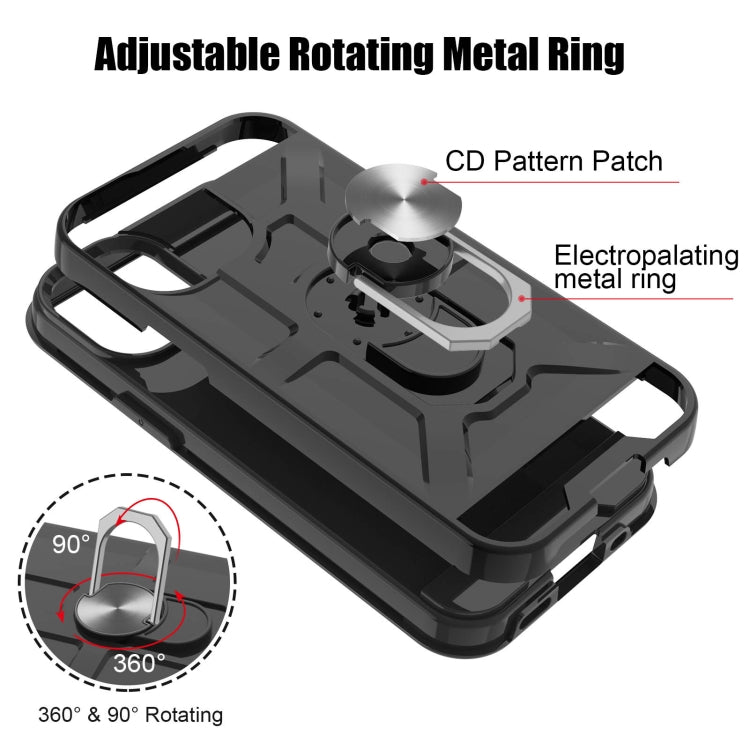 For iPhone 12 mini War-god Armor TPU + PC Shockproof  Magnetic Protective Case with Ring Holder