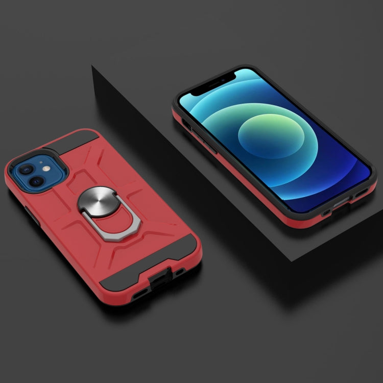 For iPhone 12 mini War-god Armor TPU + PC Shockproof  Magnetic Protective Case with Ring Holder