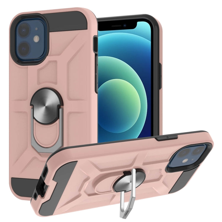 For iPhone 12 mini War-god Armor TPU + PC Shockproof  Magnetic Protective Case with Ring Holder