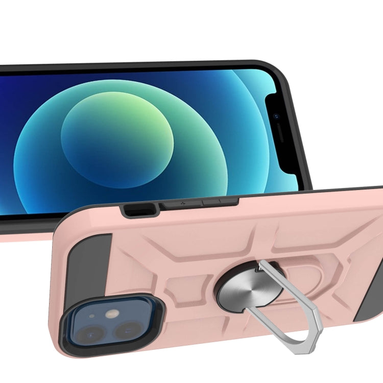 For iPhone 12 mini War-god Armor TPU + PC Shockproof  Magnetic Protective Case with Ring Holder
