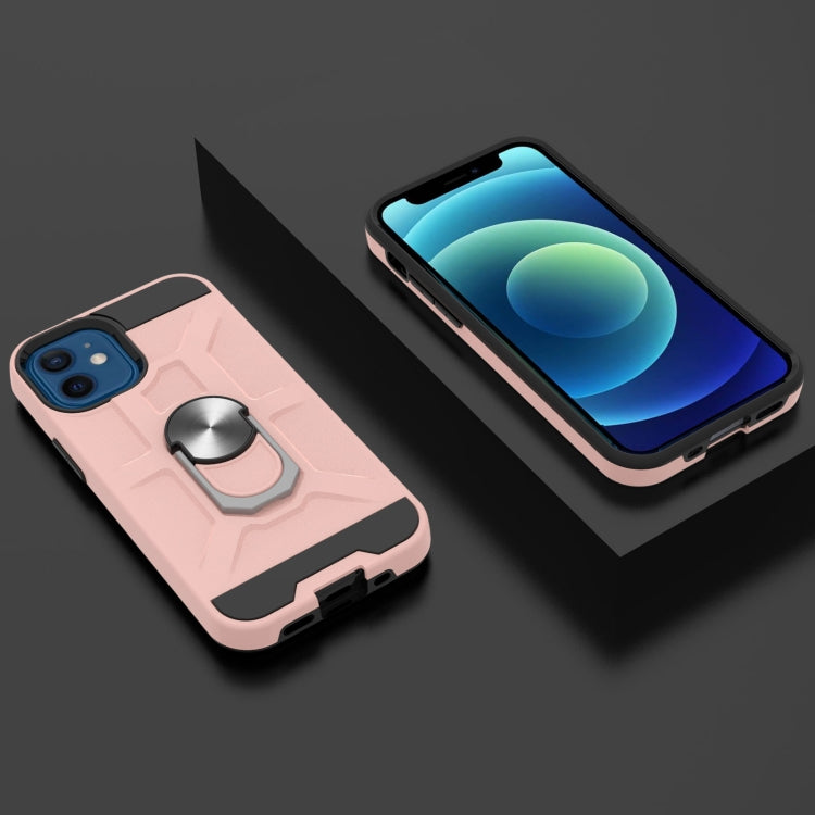 For iPhone 12 mini War-god Armor TPU + PC Shockproof  Magnetic Protective Case with Ring Holder