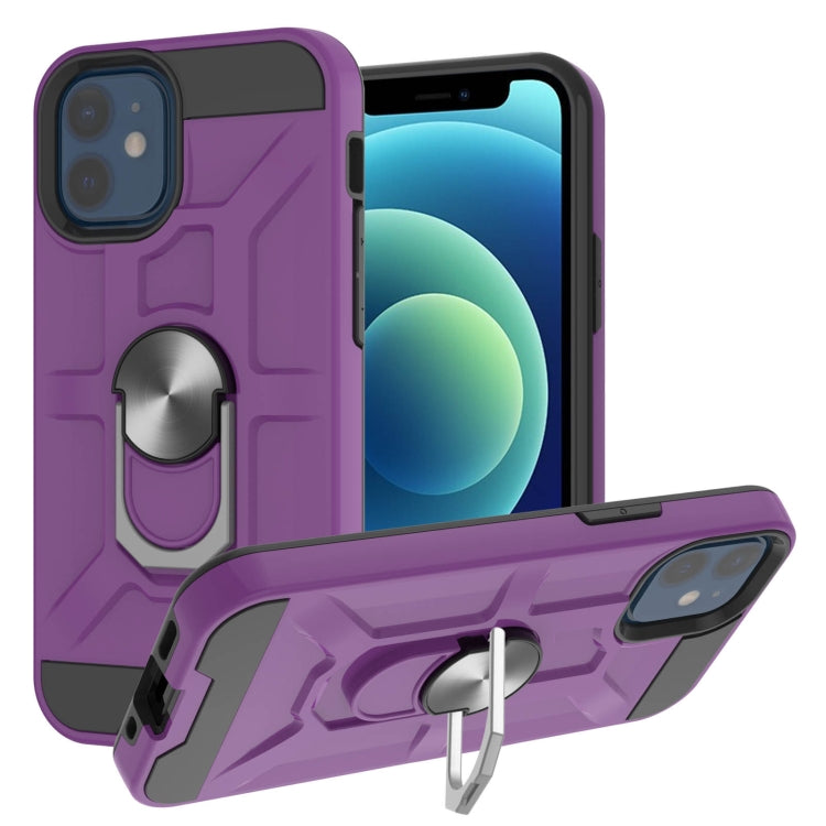 For iPhone 12 mini War-god Armor TPU + PC Shockproof  Magnetic Protective Case with Ring Holder