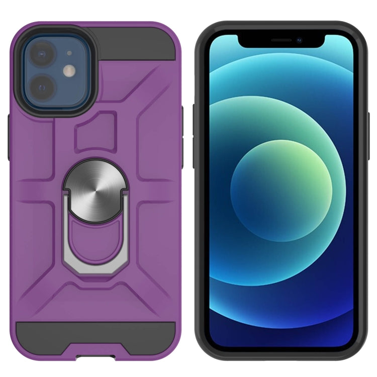 For iPhone 12 mini War-god Armor TPU + PC Shockproof  Magnetic Protective Case with Ring Holder